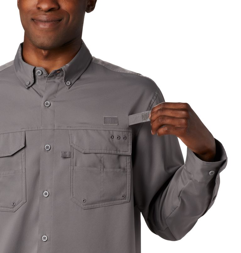 Men’s PFG Blood and Guts III Long Sleeve Woven Shirt - Big, Color: City Grey, image 5