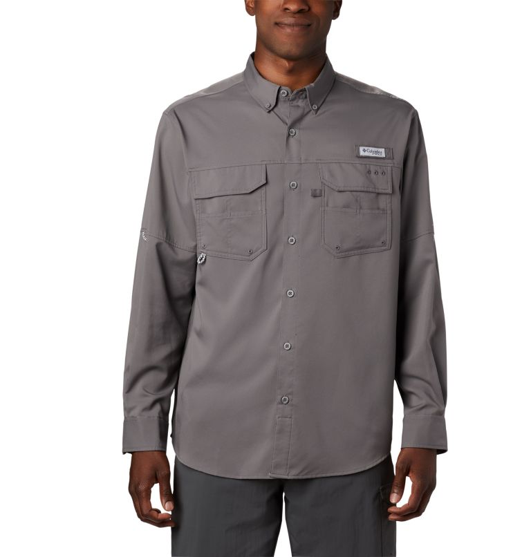Men’s PFG Blood and Guts III Long Sleeve Woven Shirt - Big, Color: City Grey, image 1