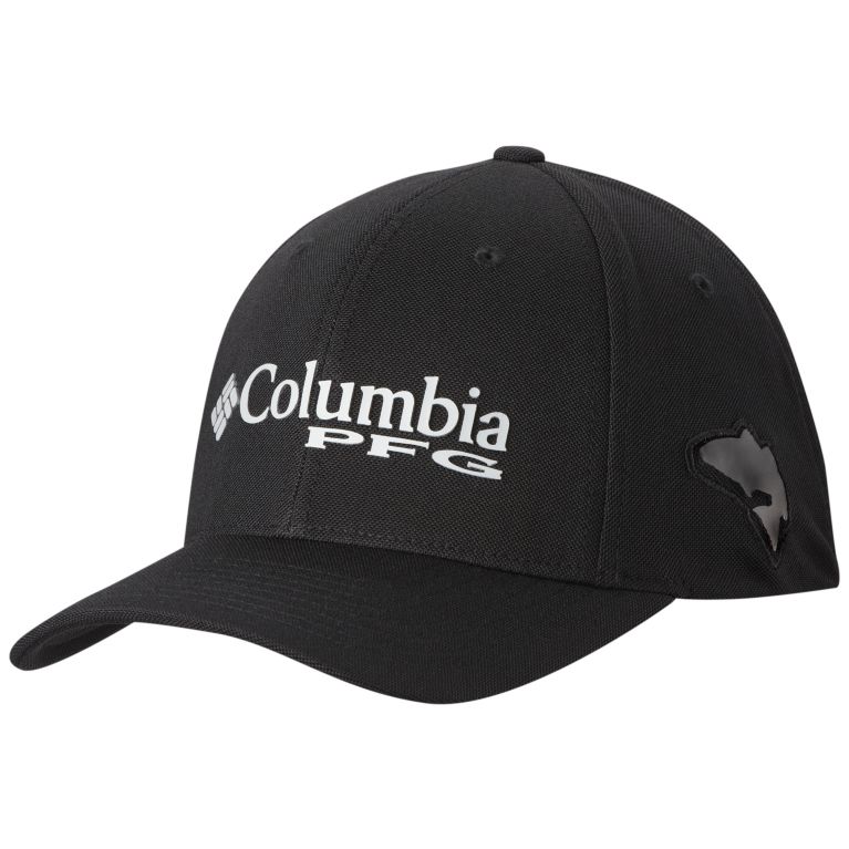 Columbia Men's PFG Pique Hat Size S/M Black White Flexfit Mesh Cap UPF...