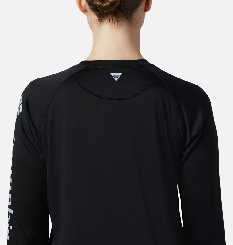 Women’s PFG Tidal Tee II Long Sleeve Shirt, Color: Black, Cirrus Grey Logo, image 4