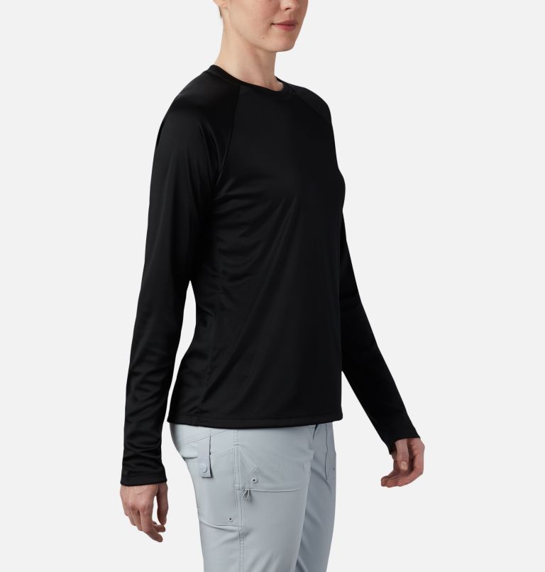Columbia Women's PFG Tidal Tee II Long Sleeve T-Shirt, Snowdrift/Nocturnal Logo, XXL