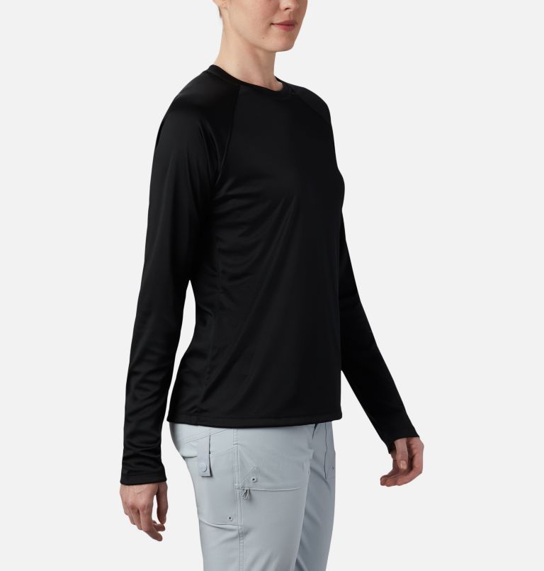 Thumbnail: Women’s PFG Tidal Tee II Long Sleeve Shirt, Color: Black, Cirrus Grey Logo, image 5