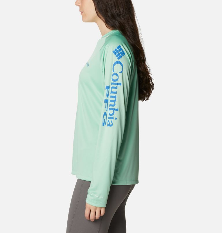 Haut à manches longues PFG Tidal Tee II Femme, Color: Kelp, Stormy Blue Logo, image 3