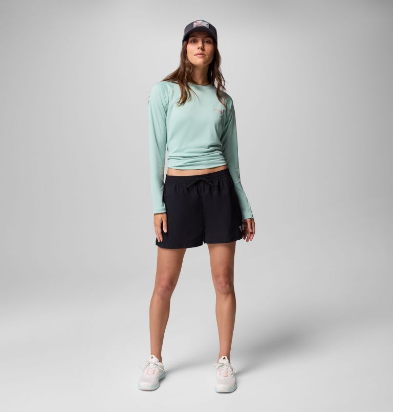 Women's PFG Tidal Tee II Long Sleeve Shirt, Color: Misty Jade, Melonade Logo, image 2