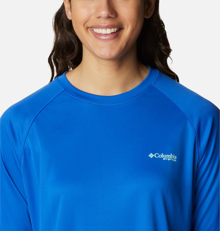 Thumbnail: Women’s PFG Tidal Tee II Long Sleeve Shirt, Color: Blue Macaw, Gulf Stream Logo, image 4
