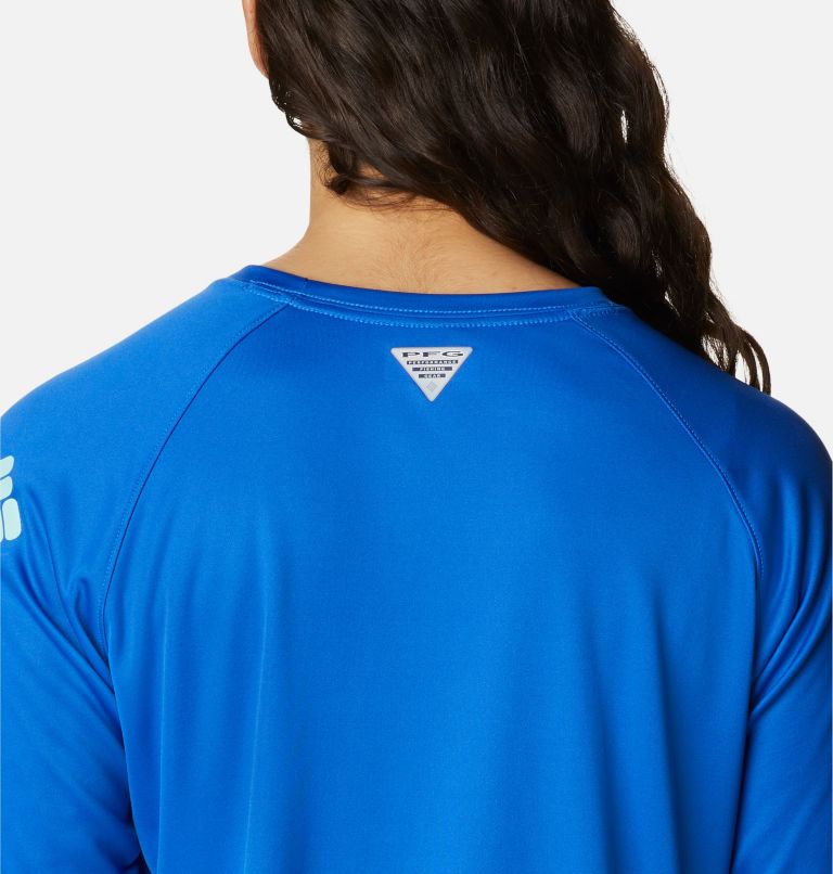 Women’s PFG Tidal Tee II Long Sleeve Shirt, Color: Blue Macaw, Gulf Stream Logo, image 5