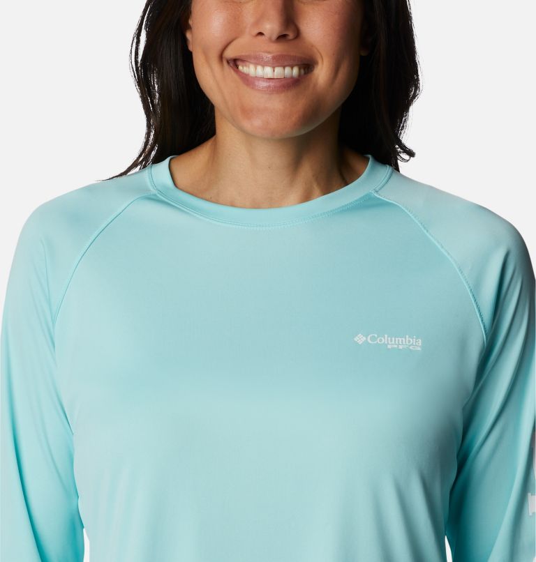 Tidal Tee II Long Sleeve | 499 | XL, Color: Gulf Stream, White Logo, image 4