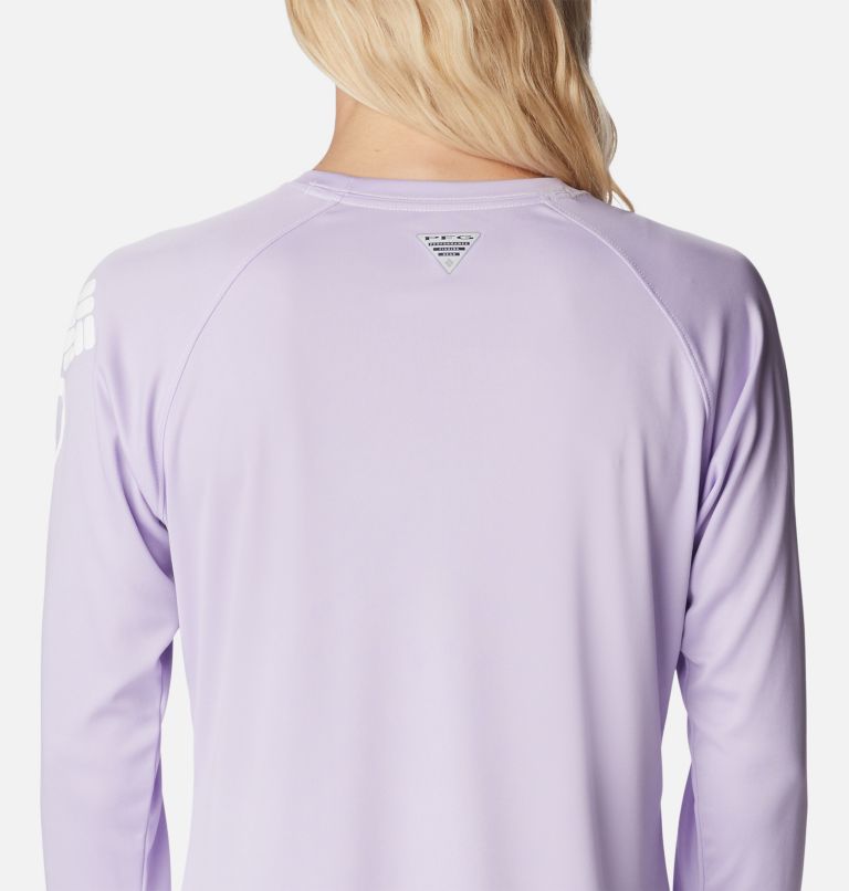 Thumbnail: Women’s PFG Tidal Tee II Long Sleeve Shirt, Color: Soft Violet, White Logo, image 5