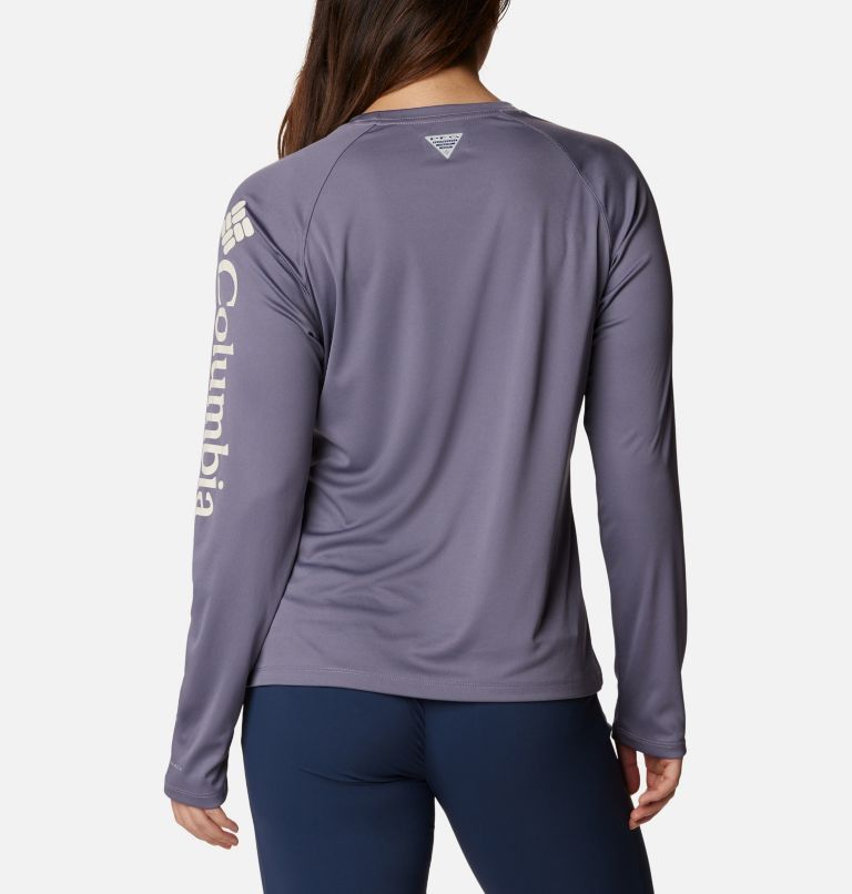 Women’s PFG Tidal Tee II Long Sleeve Shirt, Color: Granite Purple, Stone Logo, image 2