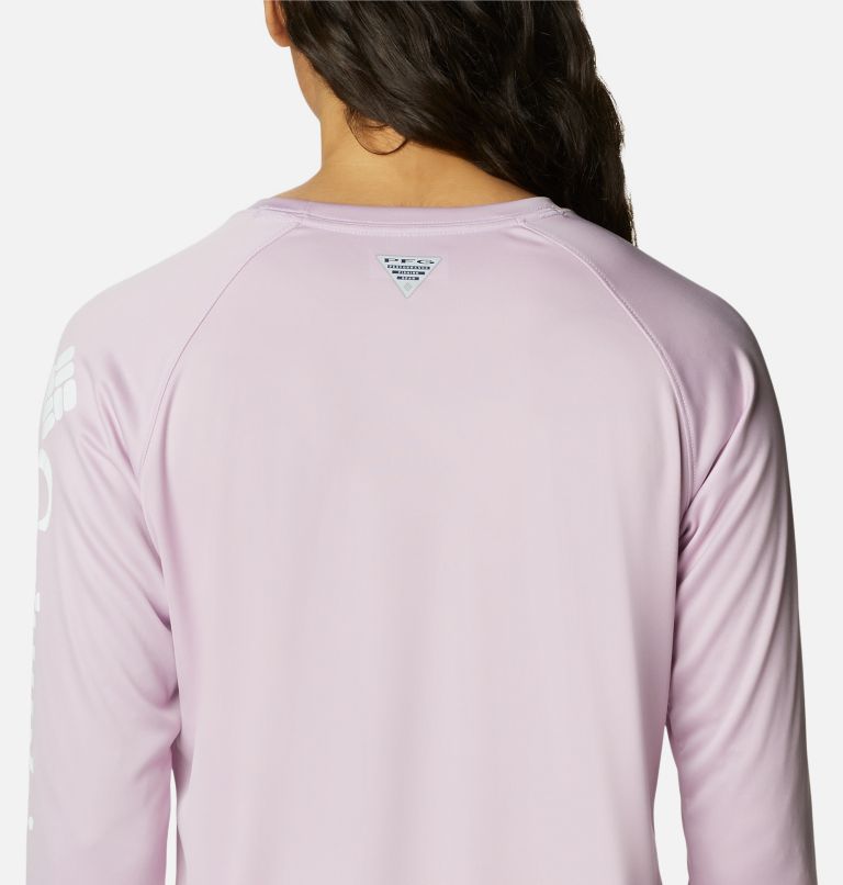 Thumbnail: Women’s PFG Tidal Tee II Long Sleeve Shirt, Color: Aura, White Logo, image 5
