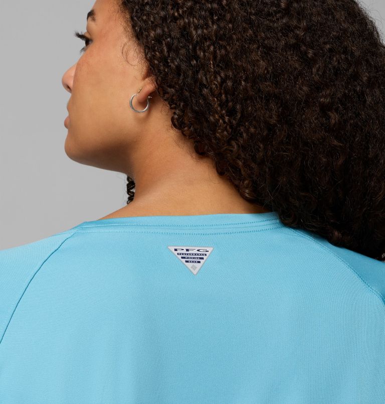 Women's PFG Tidal Tee II Long Sleeve Shirt - Plus Size, Color: Vintage Blue, White Logo, image 6
