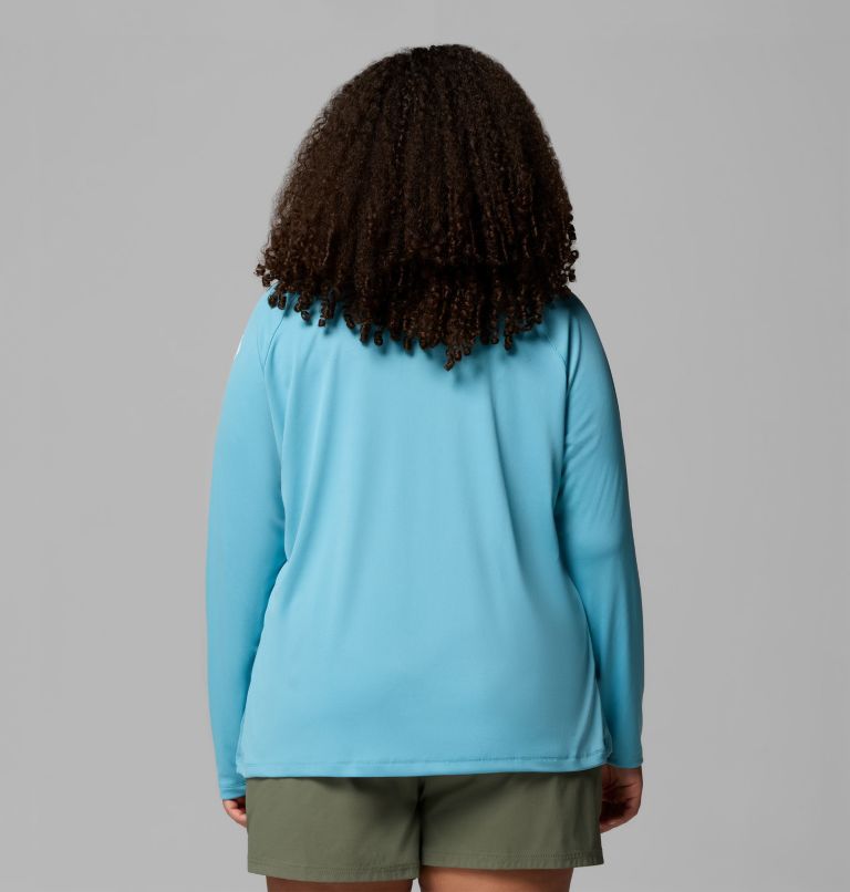 Women's PFG Tidal Tee II Long Sleeve Shirt - Plus Size, Color: Vintage Blue, White Logo, image 3