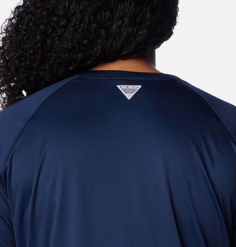 Women's PFG Tidal Tee II Long Sleeve Shirt - Plus Size, Color: Collegiate Navy, White Logo, image 5
