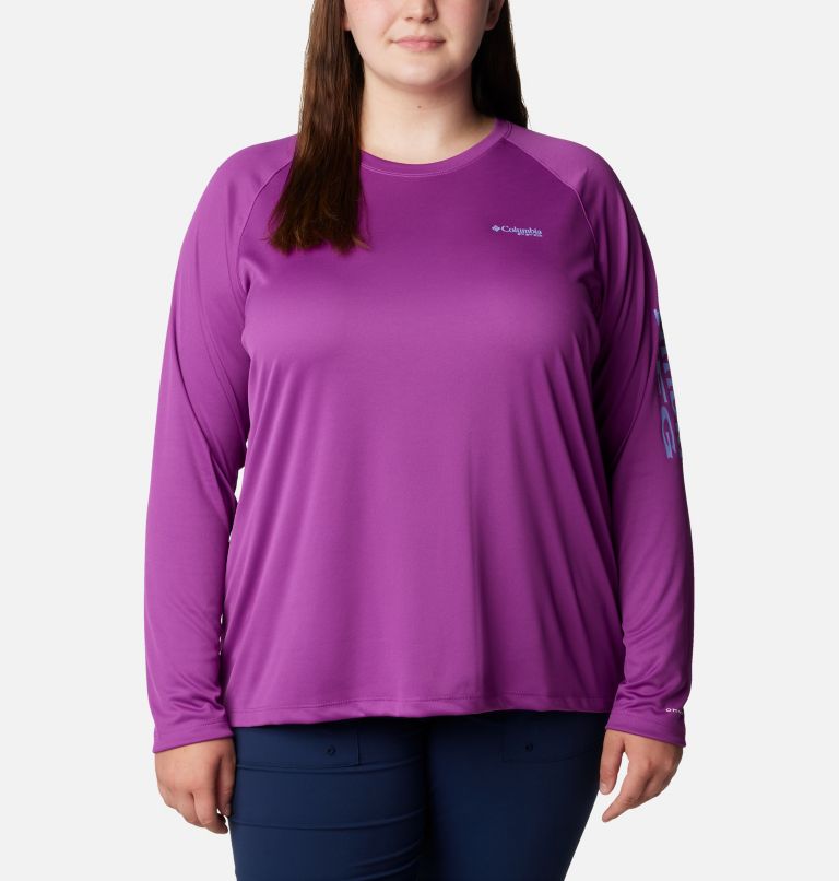 Thumbnail: T-shirt à manches longues PFG Tidal Tee II Femme - Grandes tailles, Color: Berry Jam, Fairytale Logo, image 1