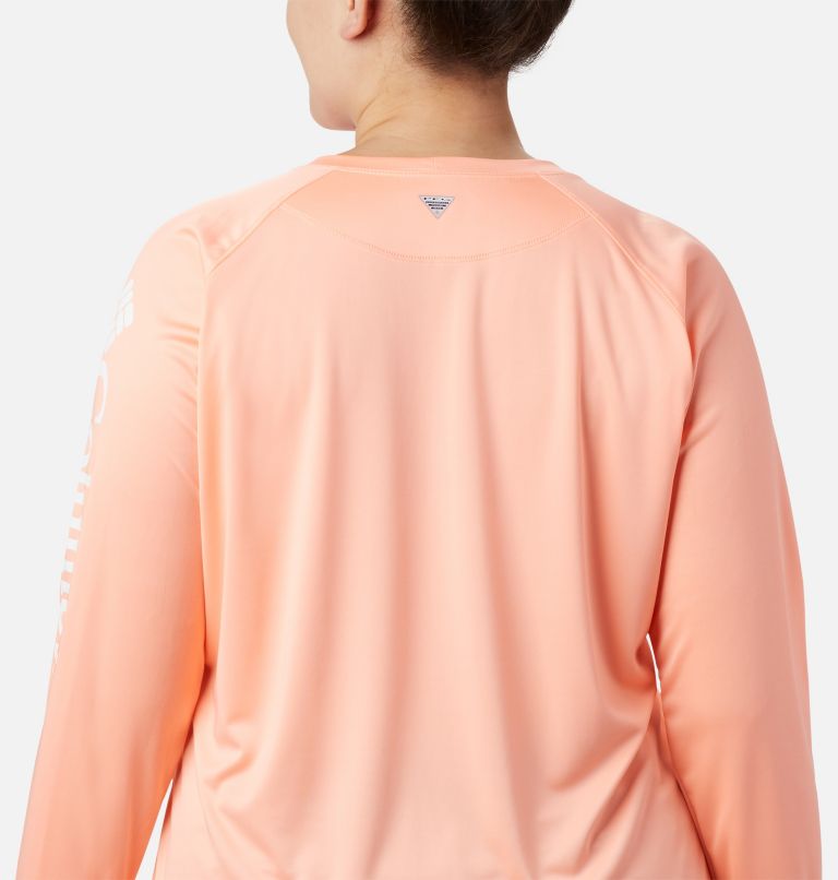 Tidal Tee II Long Sleeve | 884 | 2X, Color: Tiki Pink, White Logo, image 4
