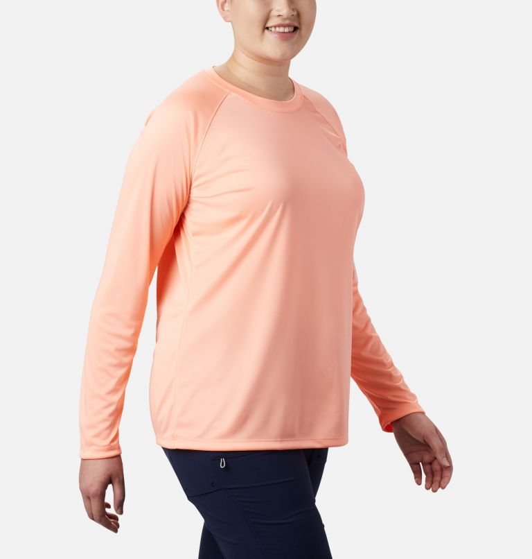 Tidal Tee II Long Sleeve | 884 | 2X, Color: Tiki Pink, White Logo, image 5