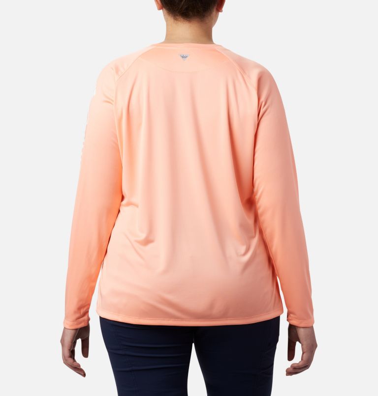 Tidal Tee II Long Sleeve | 884 | 2X, Color: Tiki Pink, White Logo, image 2