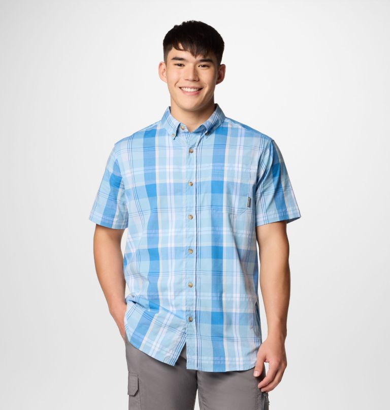 Men's Rapid Rivers II Short Sleeve Shirt, Color: Ripple Blue Multi Plaid, image 1