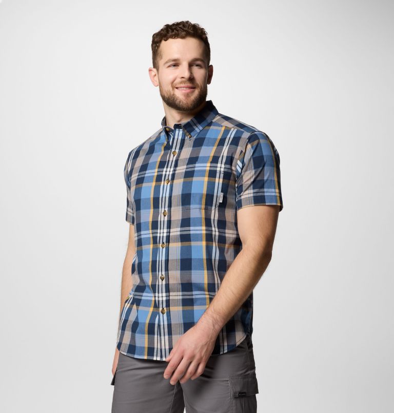 Men's Rapid Rivers II Short Sleeve Shirt, Color: Collegiate Navy Multi Plaid, image 4