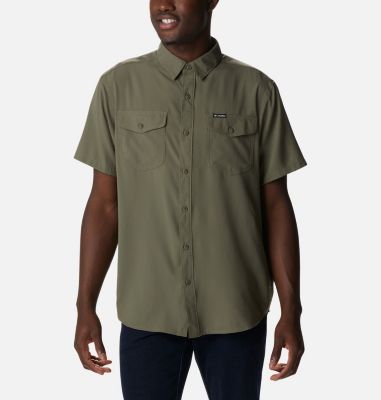 Columbia Mountaindale Short Sleeve Outdoor Shirt Stone Green at CareOfCarl.