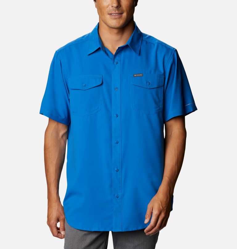 Short Sleeve Solid 1/2 Zip Shirt - Light Blue