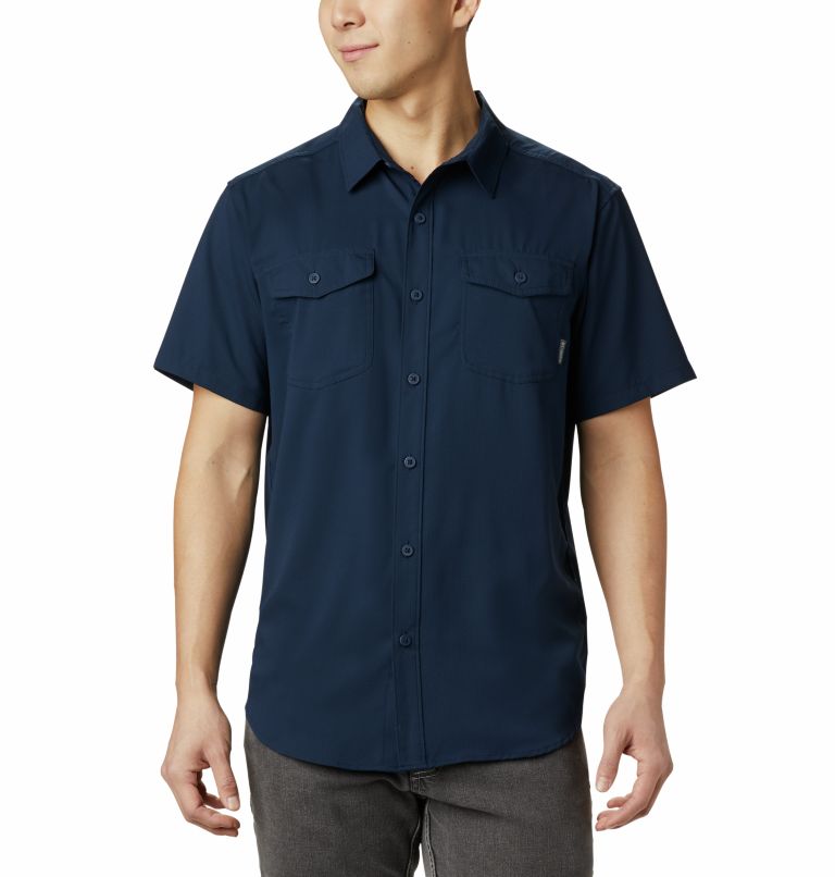 Custom Made Columbia Men's Vivid Blue Short-Sleeve Shirt