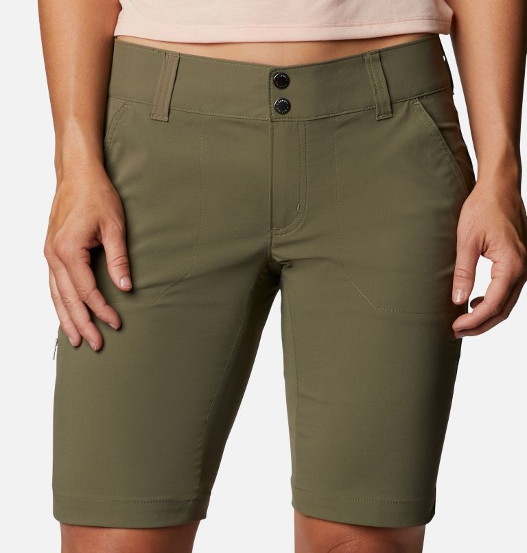 Women's Saturday Trail Long Shorts, Color: Stone Green, image 4