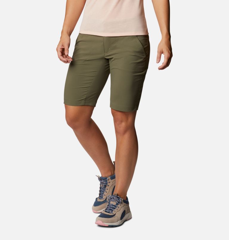Thumbnail: Women's Saturday Trail Long Shorts, Color: Stone Green, image 1