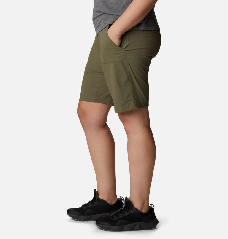 Thumbnail: Women's Saturday Trail Long Shorts - Plus Size, Color: Stone Green, image 3