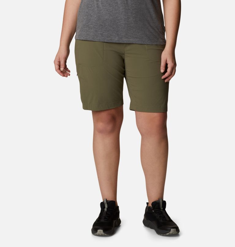 Thumbnail: Women's Saturday Trail Long Shorts - Plus Size, Color: Stone Green, image 1