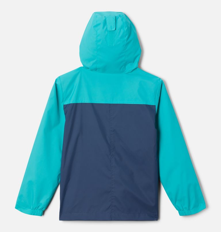 Boys’ Rain-Zilla Jacket, Color: Bright Aqua, Dark Mountain, image 2