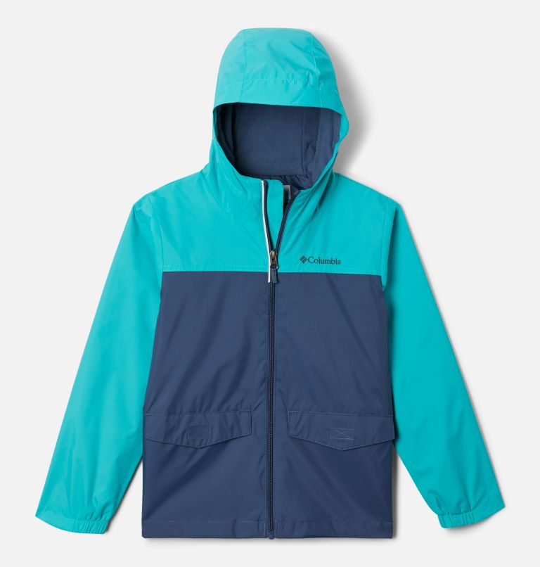 Boys’ Rain-Zilla Jacket, Color: Bright Aqua, Dark Mountain, image 1