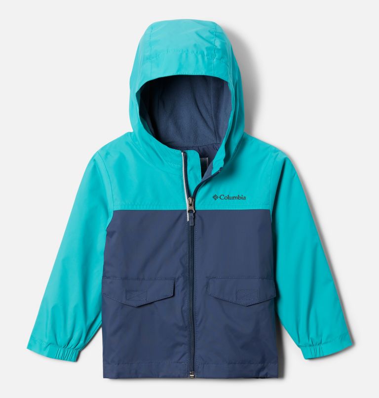 Boys’ Toddler Rain-Zilla Jacket, Color: Bright Aqua, Dark Mountain, image 1