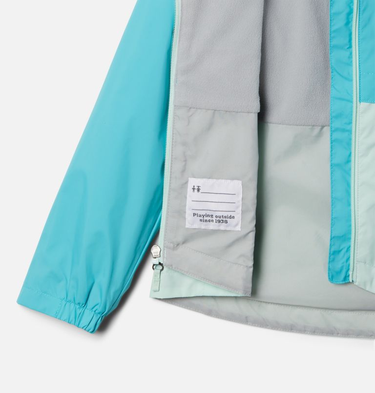 Girls’ Rain-Zilla Jacket, Color: Geyser, Sea Ice, image 3