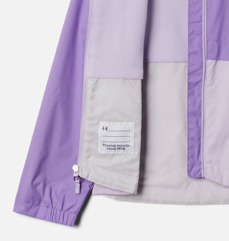 Girls’ Rain-Zilla Jacket, Color: Paisley Purple, Morning Mist, image 3