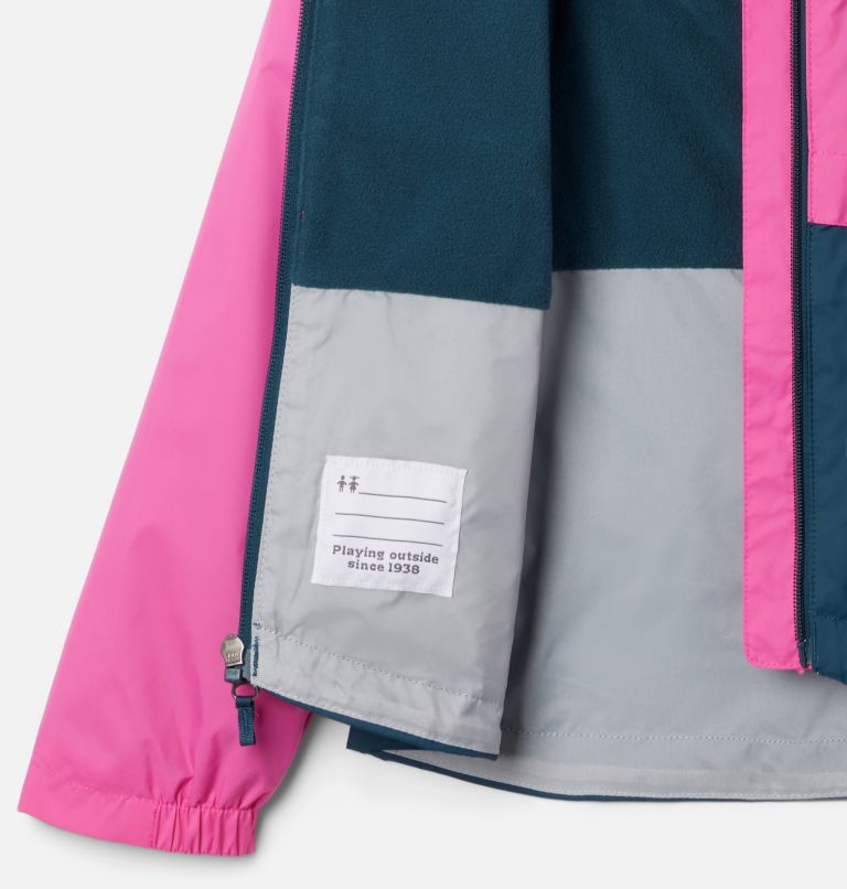 Thumbnail: Girls’ Rain-Zilla Jacket, Color: Pink Ice, Night Wave, image 3