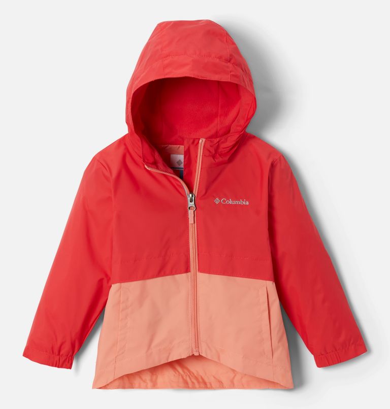 Girls’ Toddler Rain-Zilla Jacket, Color: Red Hibiscus, Coral Reef, image 1