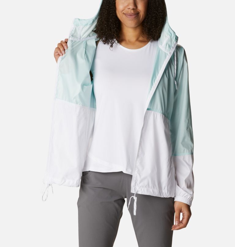 Details about   Columbia Flash Forward Printed Windbreaker Zipper White Dot Jacket S Womens $75 