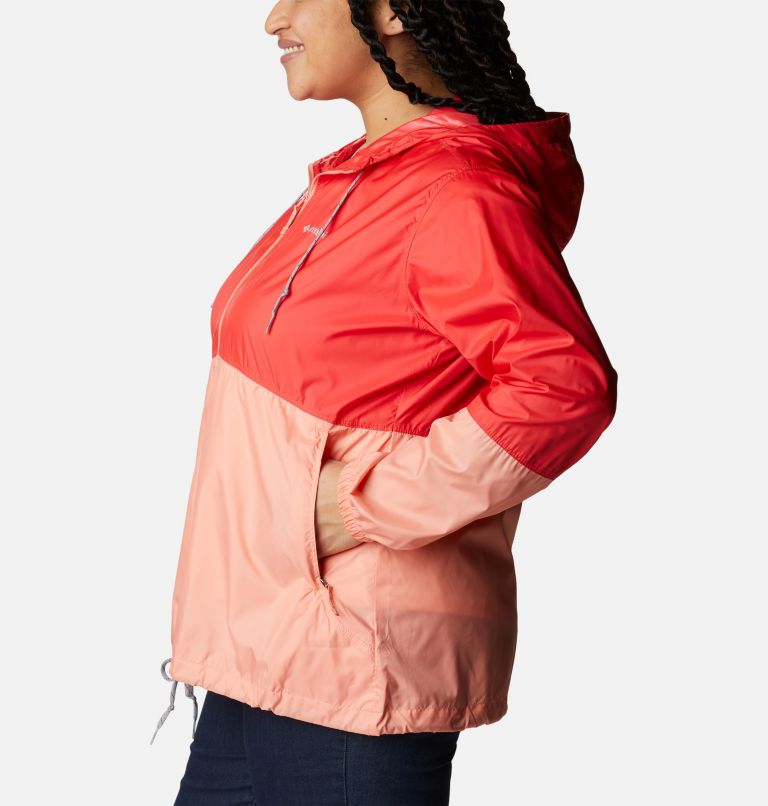 Thumbnail: Women’s Flash Forward Windbreaker Jacket - Plus Size, Color: Red Hibiscus, Coral Reef, image 3