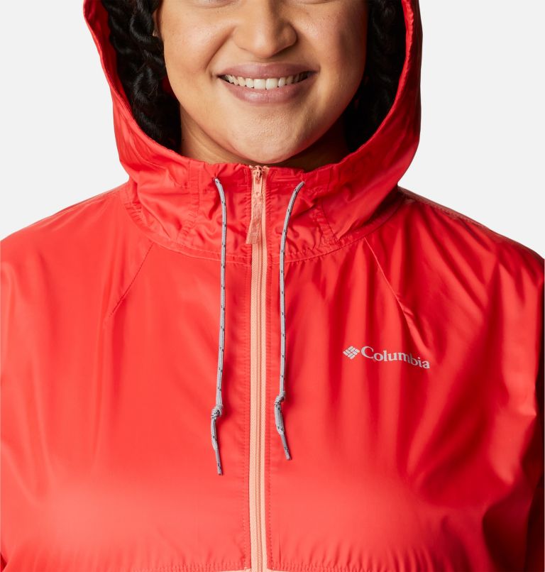 Women’s Flash Forward Windbreaker Jacket - Plus Size, Color: Red Hibiscus, Coral Reef, image 4