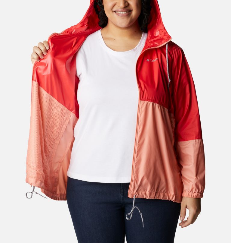 Thumbnail: Women’s Flash Forward Windbreaker Jacket - Plus Size, Color: Red Hibiscus, Coral Reef, image 5
