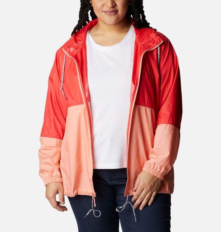 Thumbnail: Women’s Flash Forward Windbreaker Jacket - Plus Size, Color: Red Hibiscus, Coral Reef, image 7