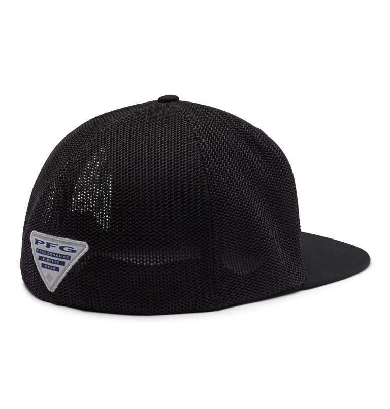 PFG Mesh Flat Brim Ball Cap, Color: Black, Fish Flag, image 2