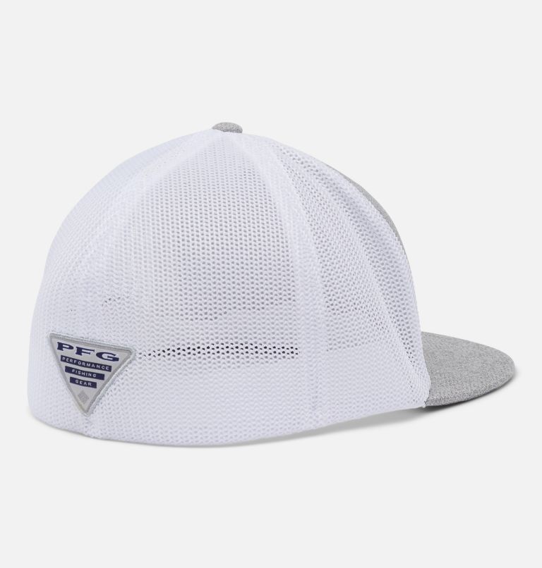 PFG Mesh Flat Brim Ball Cap, Color: Cool Grey Heather, Fish Flag, image 2