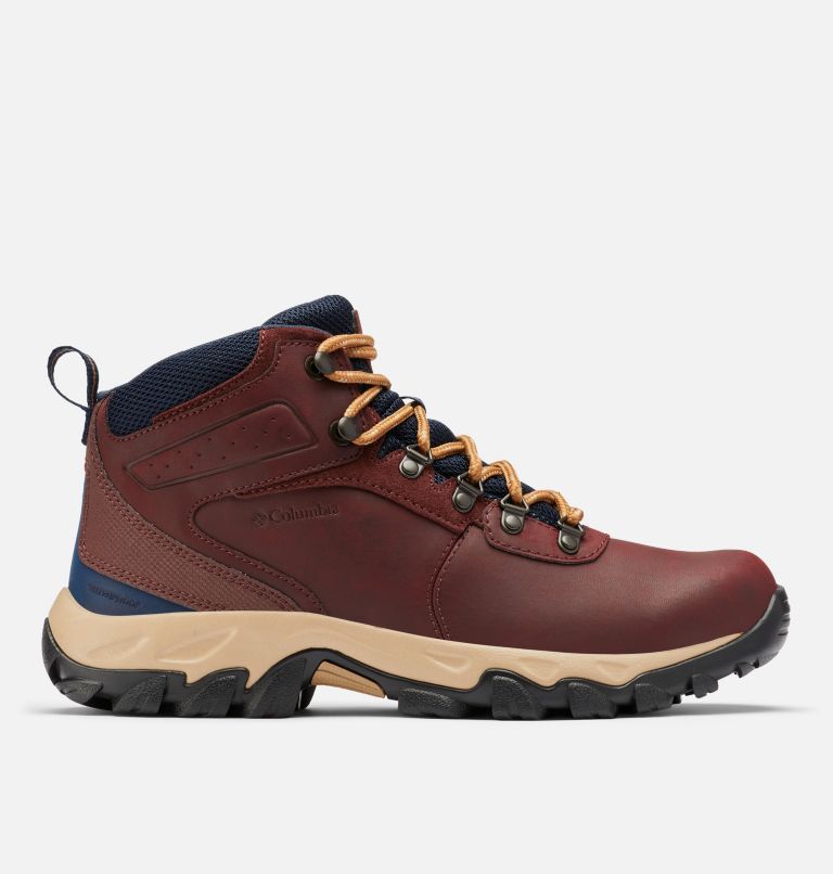 Thumbnail: Men's Newton Ridge Plus II Waterproof Hiking Boot - Wide, Color: Madder Brown, Collegiate Navy, image 1