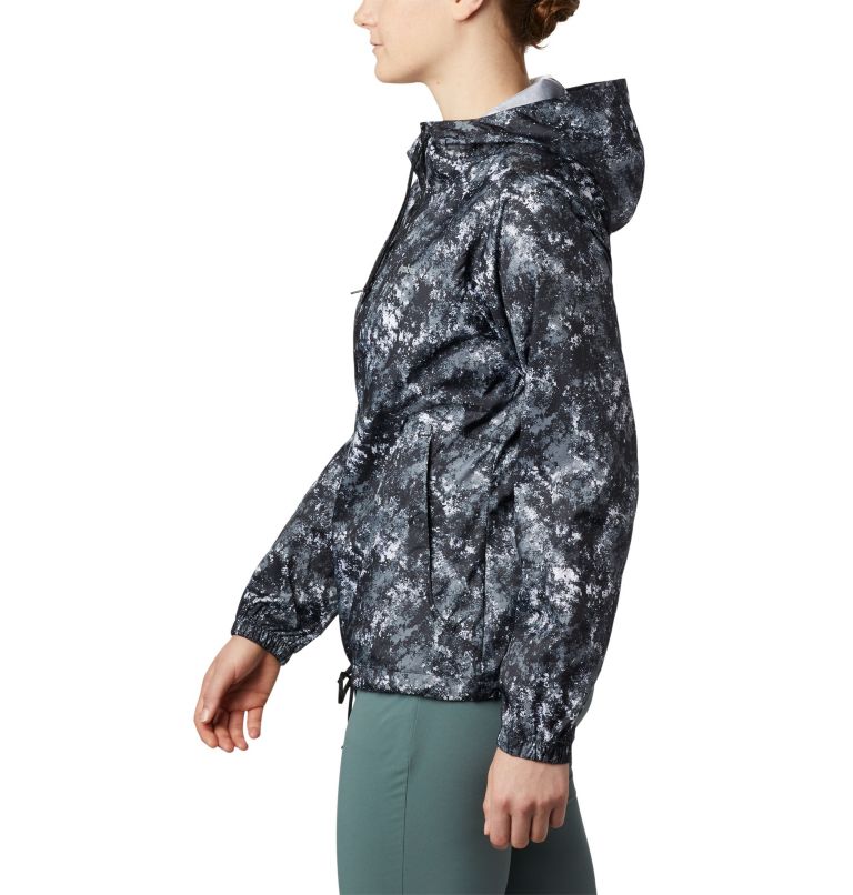 Women's Flash Forward Printed Windbreaker, Color: Black Rubbed Texture, image 3