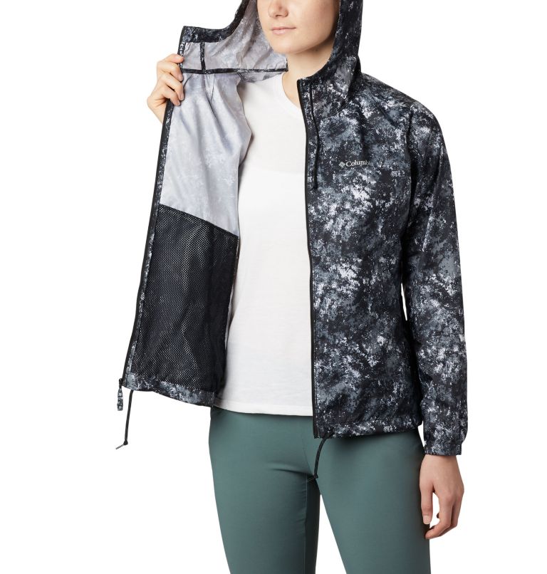 Women's Flash Forward Printed Windbreaker, Color: Black Rubbed Texture, image 5