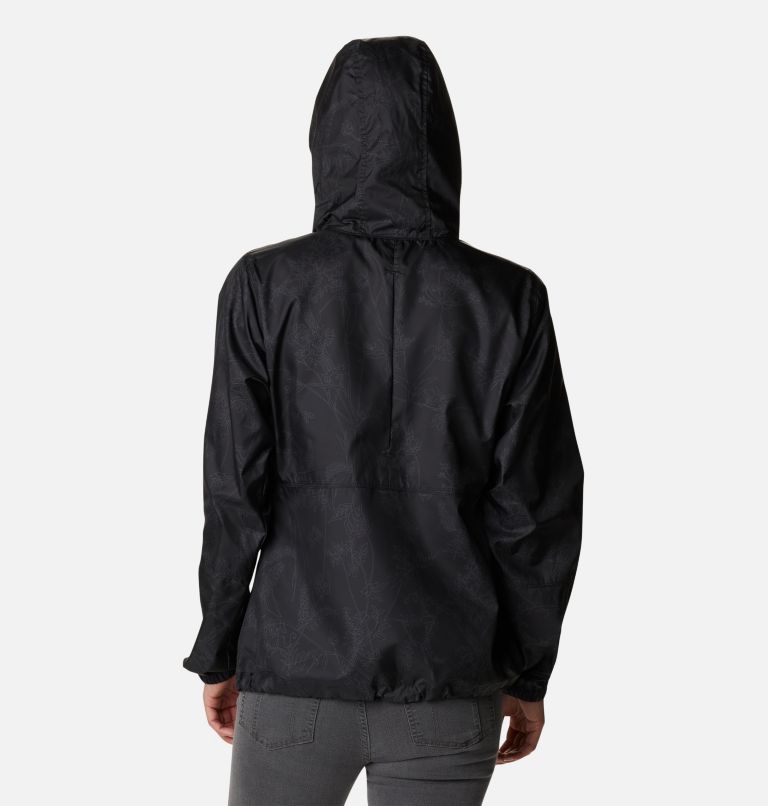 Women's Flash Forward Printed Windbreaker Jacket, Color: Black Art Bouquet Print Tonal, image 2
