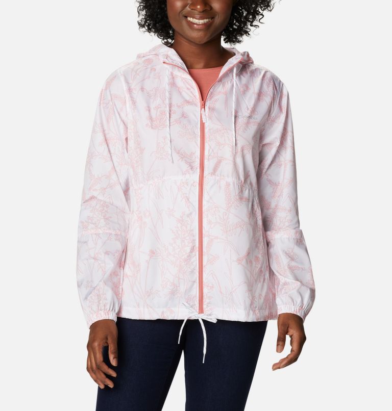 Women's Flash Forward™ Printed Windbreaker Jacket Women's Flash Forward™ Printed Windbreaker Jacket, White Art Bouquet Print Tonal, front