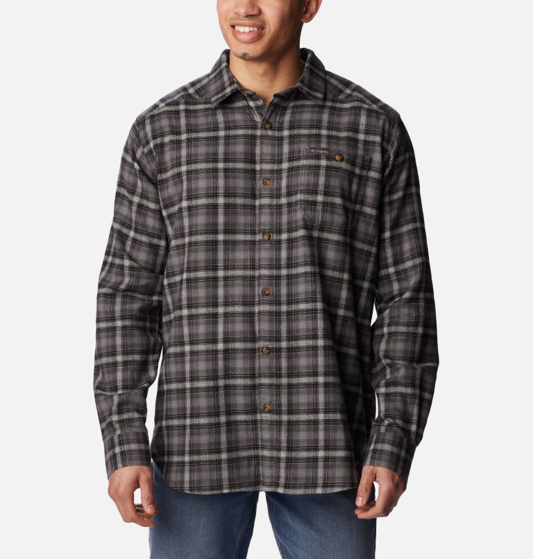 Thumbnail: Men’s Cornell Woods Flannel Long Sleeve Shirt, Color: City Grey Tartan Ombre, image 1
